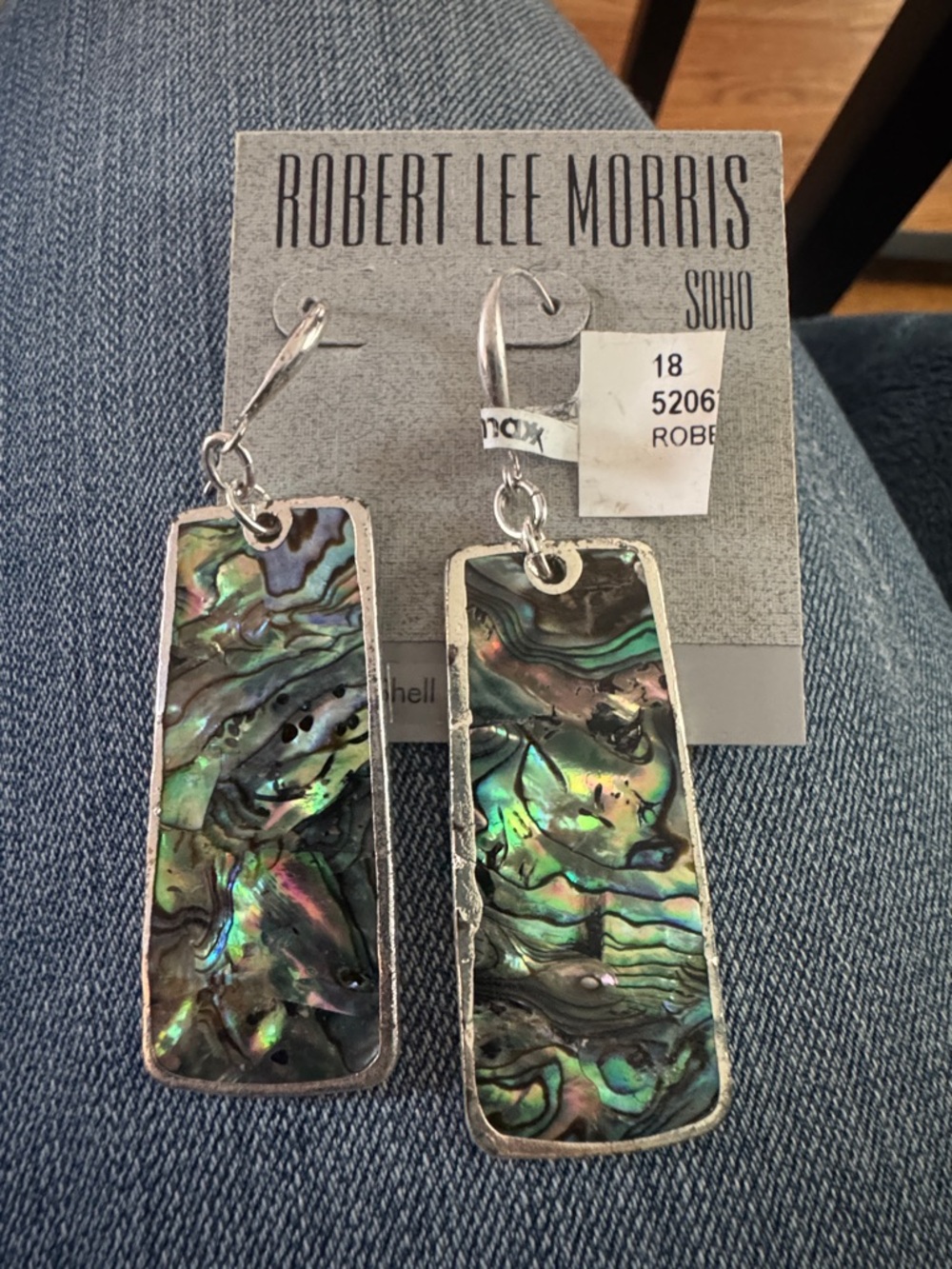 Robert Lee Morris Soho Abalone Shell Rectangle Drop Earrings - Iridescent Green